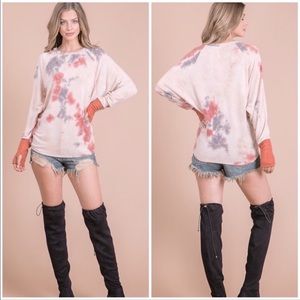 First Love Tie-Dye Long Dolman Sleeve Top